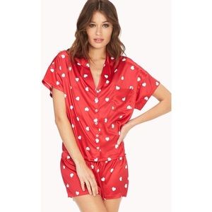Forever 21 Queen of Hearts Pajama Set in Red